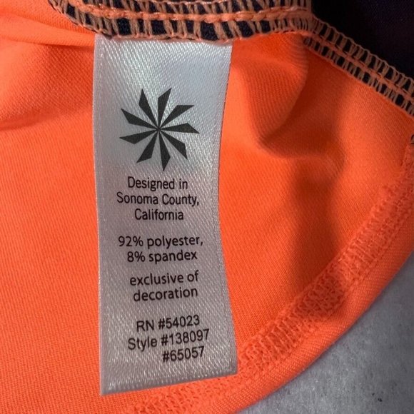 Athleta Running Wild Mix Crew Neck Shirt Small S Orange Blue Long Sleeve - Picture 9 of 12